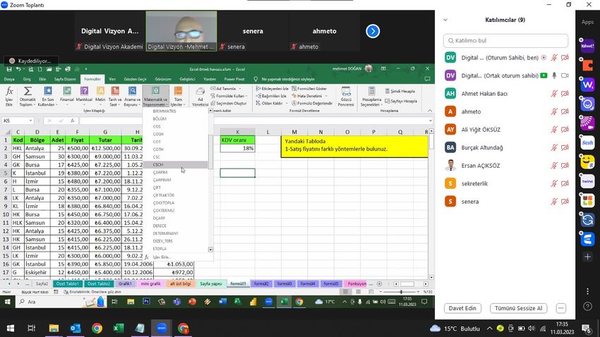Microsoft Temel Excel (2. Grup)